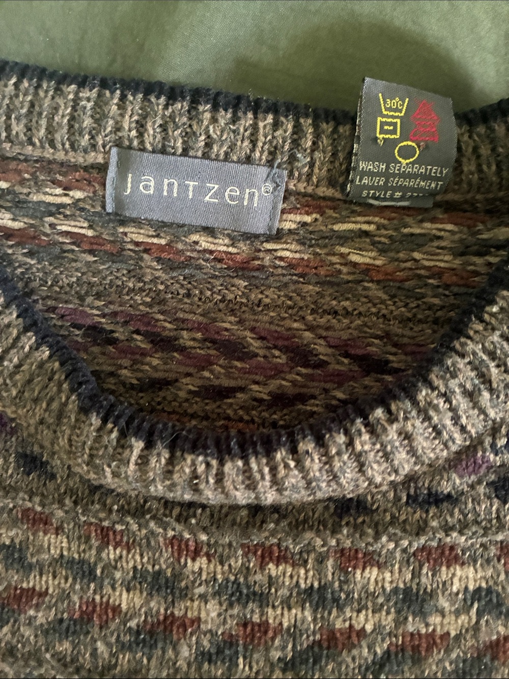Jantzen Brown Open-Weave Crewneck Sweater - Picture 6 of 6